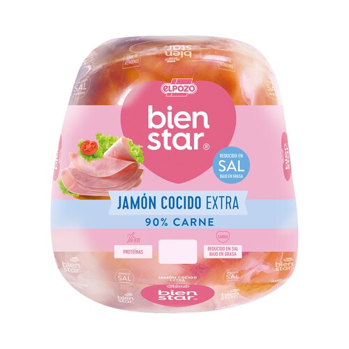 Alcampo EL POZO Bien star Jamón cocido extra reducido en sal - Loncha fina 1 mm