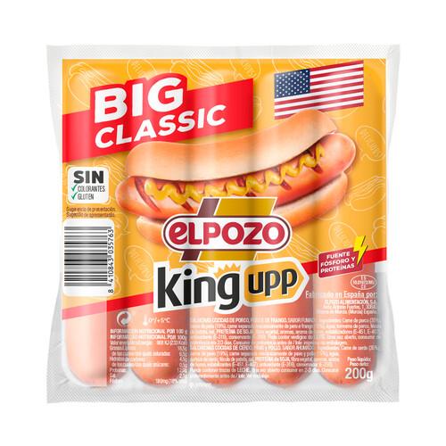 Alcampo EL POZO Big classic king upp Salchichas cocidas de cerdo y pollo con sabor ahumado 200 g
