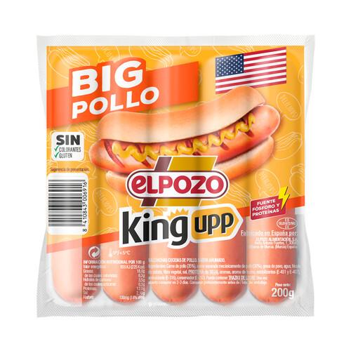 Alcampo EL POZO Big pollo king upp Salchichas cocidas de pollo sabor ahumado 200 g