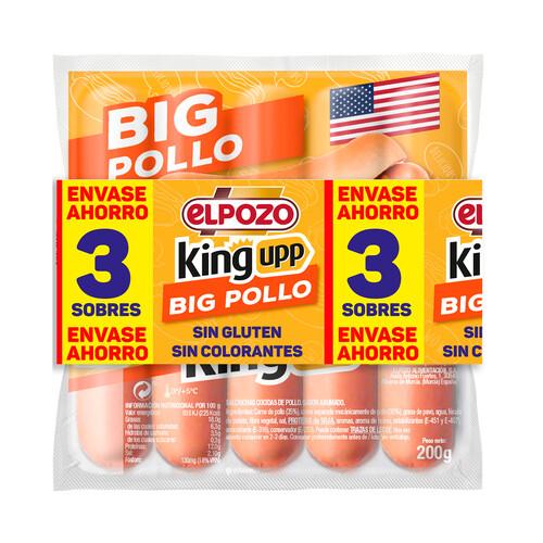 Alcampo EL POZO Big pollo king upp Salchichas cocidas de pollo sabor ahumado 3 x 200 g