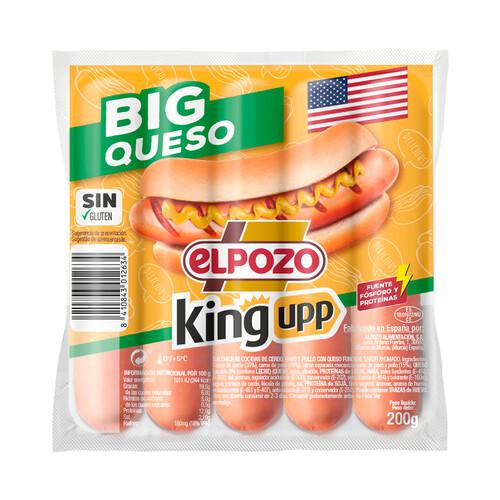 Alcampo EL POZO Big queso king upp Salchichas cocidas de cerdo pavo y pollo con queso fundido 200 g
