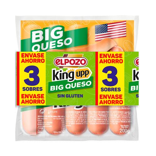 Alcampo EL POZO Big queso king upp Salchichas cocidas de cerdo pavo y pollo con queso 3 x 200 g