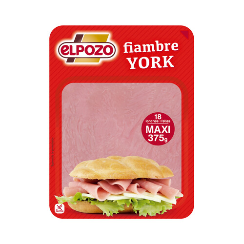 Alcampo EL POZO Fiambre York loncha especial para sándwich elaborado sin gluten EL POZO 300 g