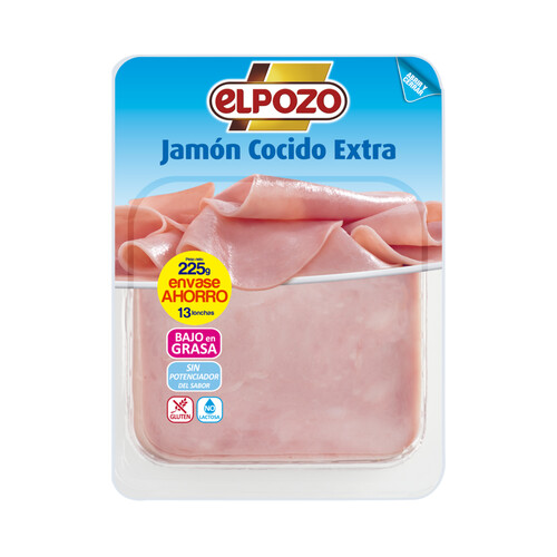 Alcampo EL POZO Jamón cocido de categoria extra cortado en cómodas lonchas EL POZO 225 g
