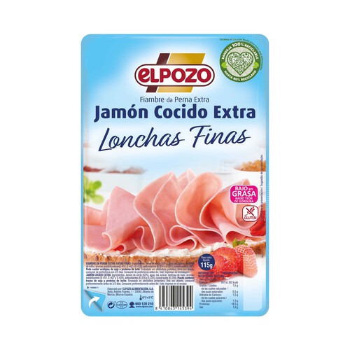 Alcampo EL POZO Jamón cocido extra lonchas finas EL POZO 115 gr