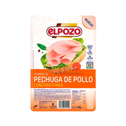 Alcampo EL POZO Lonchas finas de pechuga de pollo 80 g