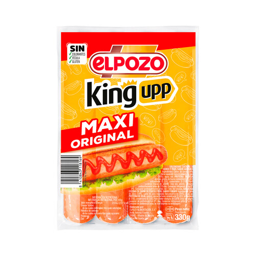 Alcampo EL POZO Maxi original king upp Salchichas cocidas de cerdo y pavo sabor ahumado 330 g