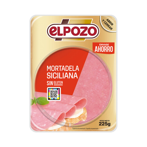 Alcampo EL POZO Mortadela siciliana cortada en lonchas elaborada sin gluten 225 g