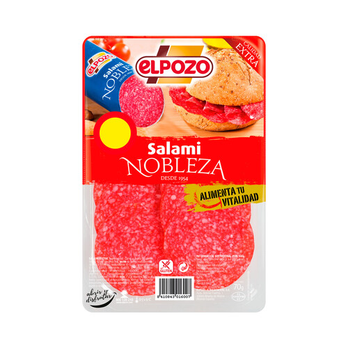 Alcampo EL POZO Salami calidad extra elaborado sin gluten cortado en lonchas EL POZO Nobleza 70 g