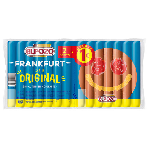 Alcampo EL POZO Salchichas cocidas de cerdo pavo y pollo tipo Frankfurt 2 x 140 g