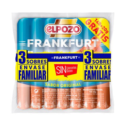 Alcampo EL POZO Salchichas cocidas tipo Frankfurt de cerdo pavo y pollo sabor ahumado 3 x 160 g