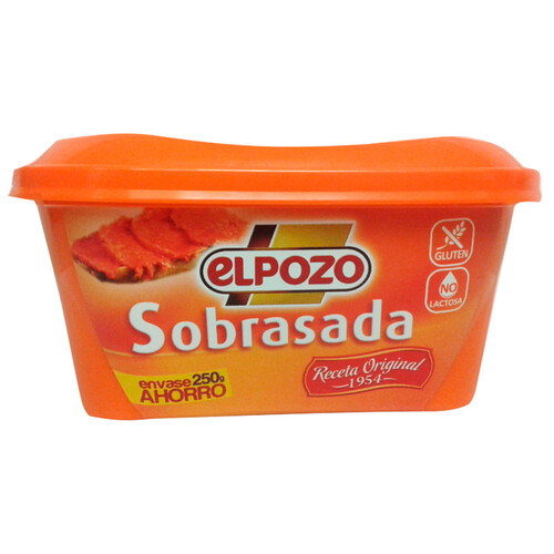 Alcampo EL POZO Tarrina de sobrasada elaborada sin gluten y sin lactosa EL POZO 250 g