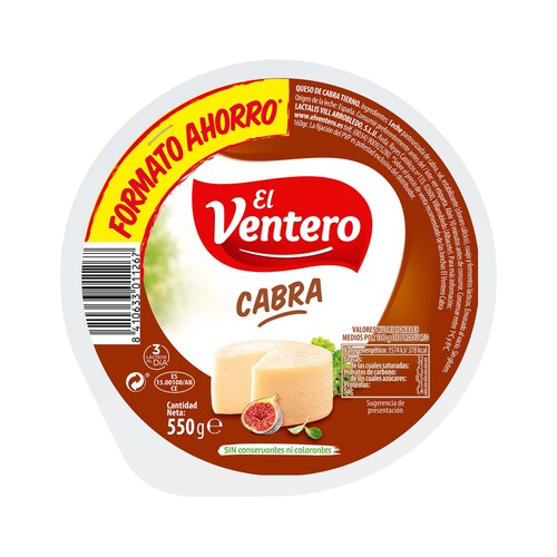 Alcampo EL VENTERO Queso de cabra tierno EL VENTERO 550 g