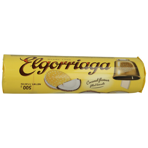Alcampo ELGORRIAGA Galletas rellenas con sabor a coco 500 g