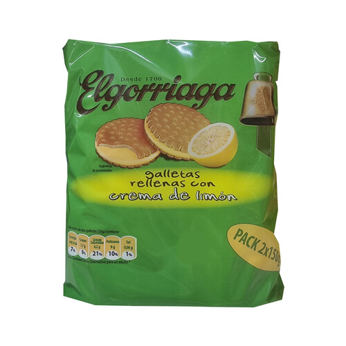 Alcampo ELGORRIAGA Galletas rellenas de crema de limón 2 uds. 150 g