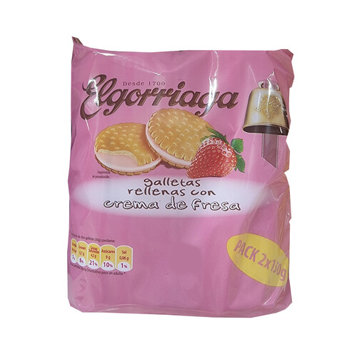 Alcampo ELGORRIAGA Galletas rellenas de fresa 2 uds. 150 g