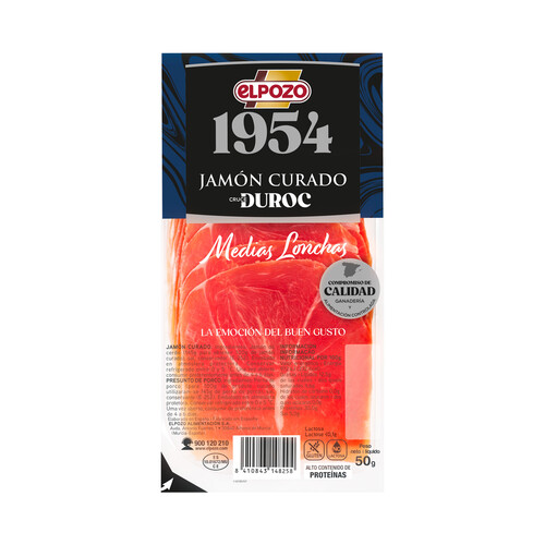 Alcampo ELPOZO 1954 Jamón curado curce Duroc cortado en medias lonchas 50 g