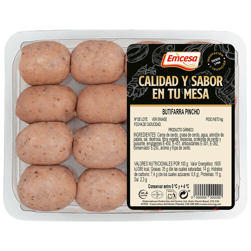 Alcampo EMCESA Bandeja Con Butifarras De Pincho Elaboradas Sin Gluten