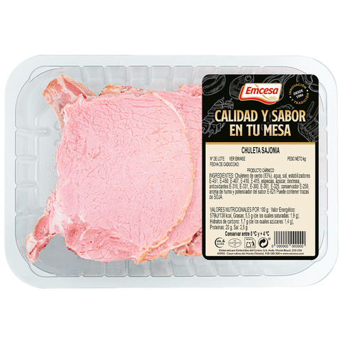 Alcampo EMCESA Bandeja con chuletas de sajonia de cerdo elaboradas sin gluten