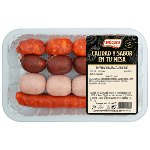 Alcampo EMCESA Bandeja Con Preparado Para Barbacoa Pequeña (3 Personas) Elaborado Sin Gluten