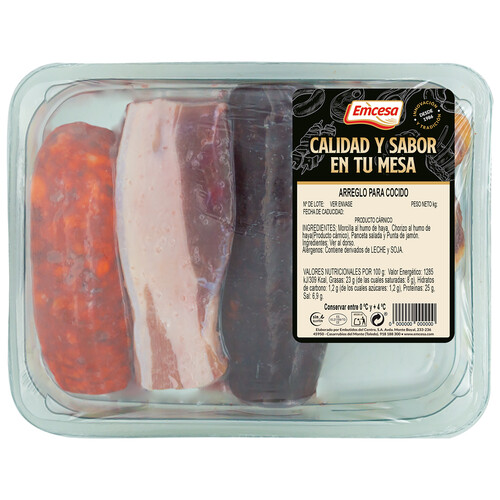 Alcampo EMCESA Bandeja con preparado para cocido elaborado sin gluten