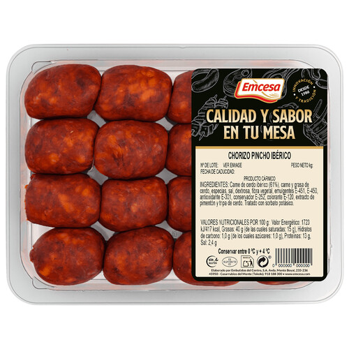 Alcampo EMCESA Bandeja de chorizo de pincho ibérico elaborado sin gluten