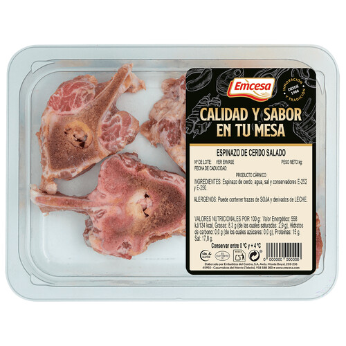 Alcampo EMCESA Bandeja de huesos de espinazo de cerdo salado elaborados sin gluten