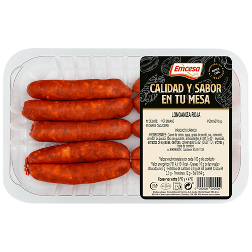 Alcampo EMCESA Bandeja de longanizas frescas rojas elaboradas sin gluten