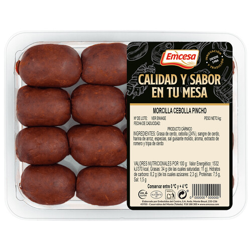 Alcampo EMCESA Bandeja de morcillas negras de cebolla (pincho)