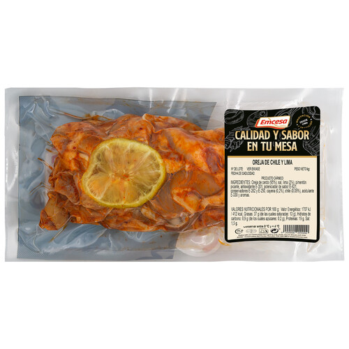 Alcampo EMCESA Oreja De Cerdo Cocida Y Troceada Con Un Toque De Lima Y Chile 450 G