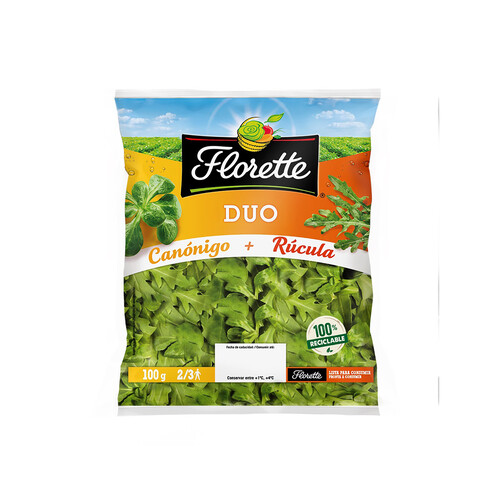 Alcampo Ensalad dúo canónigo y rúcula FLORETTE 100 g