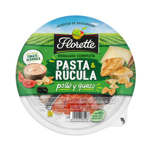 Alcampo Ensalada completa de pasta rúcula pollo y queso FLORETTE 320 g