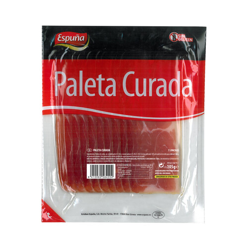 Alcampo ESPUÑA Paleta de cerdo curada. sin gluten y cortada en lonchas ESPUÑA 105 g