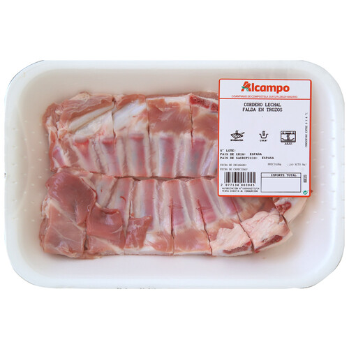 Alcampo Falda en trozos de cordero lechal ideal para barbacoa freir y asados