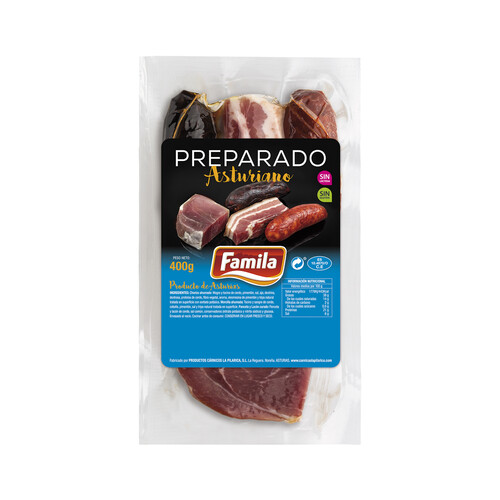 Alcampo FAMILIA Preparado para fabada asturiana elaborado sin gltuen y sin lactosa FAMILIA 400 g