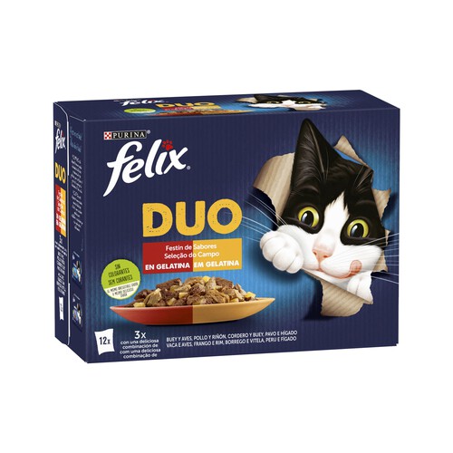 Alcampo FELIX Alimento gatos húmedo PURINA FÉLIX Fantastic Duo 12 uds. x 85 g