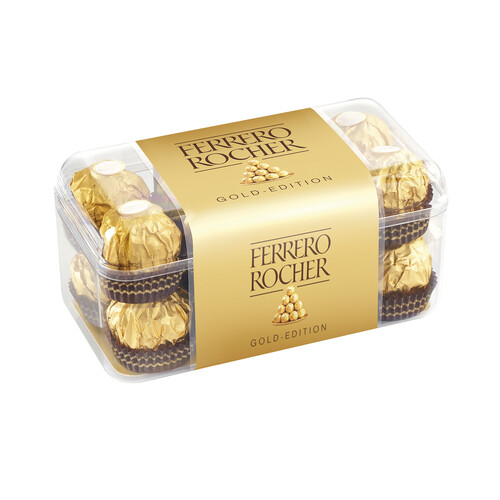Alcampo FERRERO ROCHER Bombones crujientes de chocolate con leche y avellanas 200g