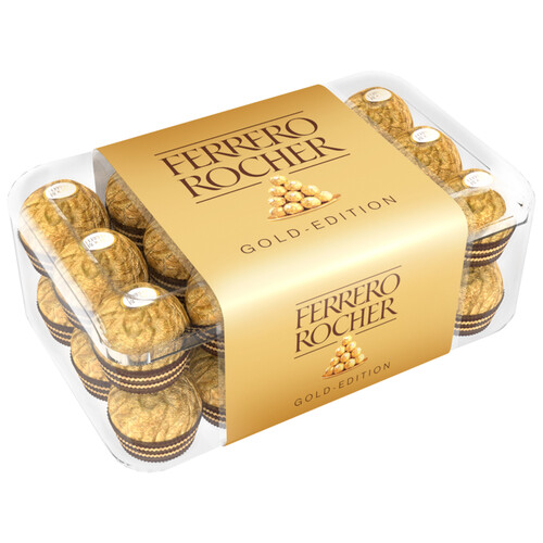 Alcampo FERRERO ROCHER Bombones crujientes de chocolate con leche y avellanas 375 g