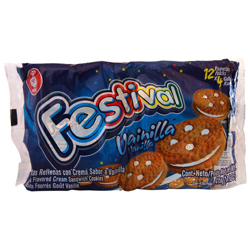 Alcampo FESTIVAL Galletas tipo sandwich rellenas con crema sabor vainilla 403 g