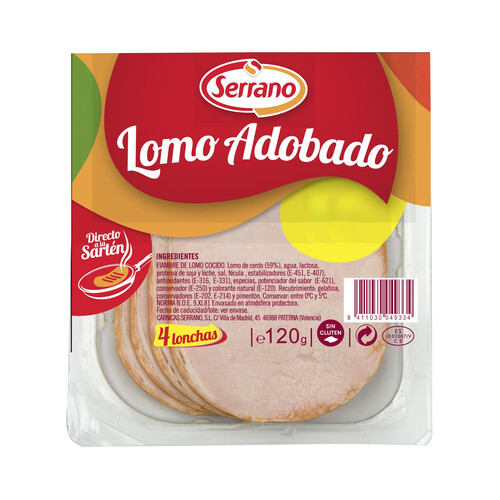 Alcampo Fiambre de lomo cocido y adobado elaborado sin gluten listo para sarten SERRANO 120 g