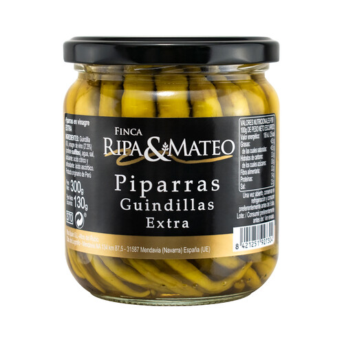 Alcampo FINCA RIPA & MATEO Piparras guindillas en vinagre FINCA RIPA & MATEO 130 g
