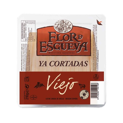 Alcampo FLOR DE ESGUEVA Queso cortado viejo de oveja FLOR DE ESGUEVA TAPAS MAESTRAS 210 g