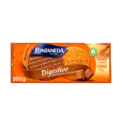 Alcampo FONTANEDA Digestive Galletas cubiertas de chocolate con leche 300 g