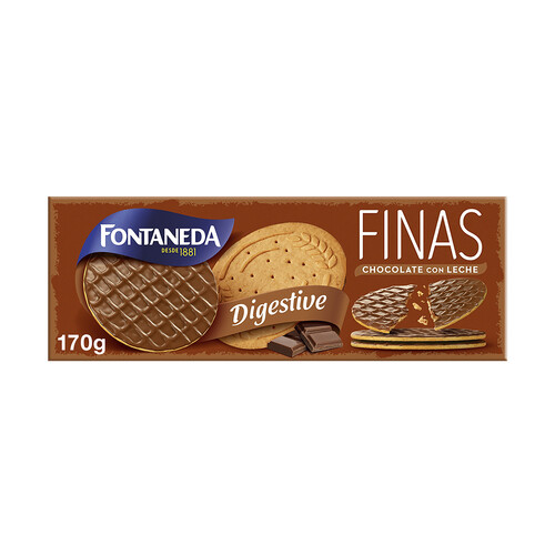 Alcampo FONTANEDA Digestive Galletas finas de chocolate con leche 170 g