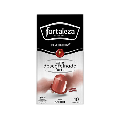 Alcampo FORTALEZA PLATINIUM Café en cápsulas descafeinado forte I10 10 uds