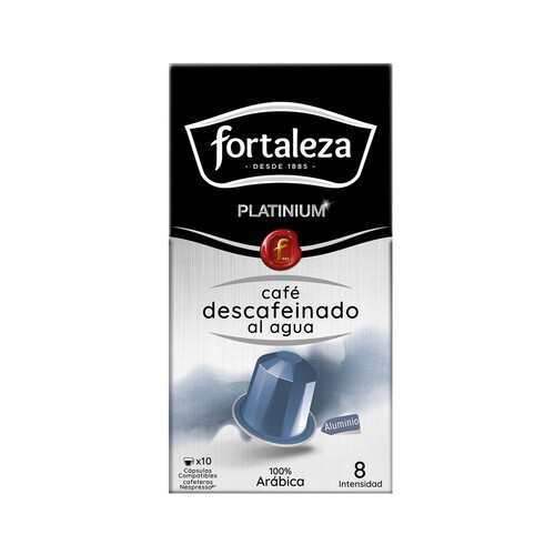 Alcampo FORTALEZA PLATINIUM Café en cápsulas descafeinado al agua I8 10 uds