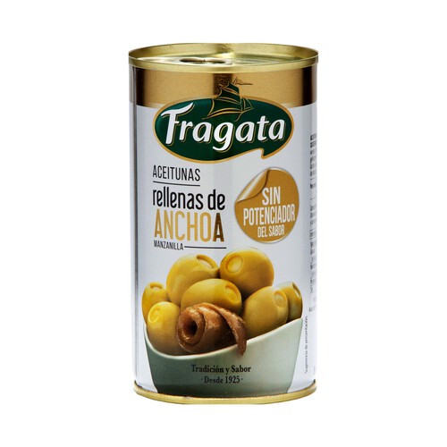 Alcampo FRAGATA Aceitunas manzanilla rellenas de anchoas FRAGATA 150 g
