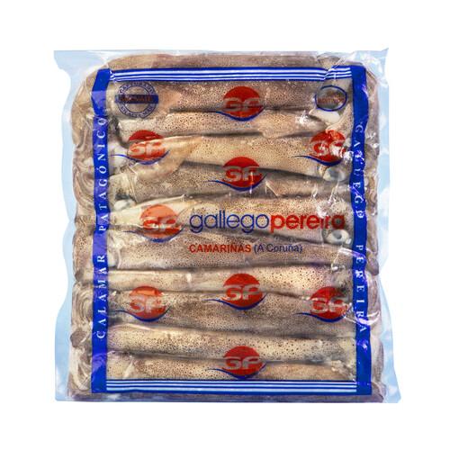 Alcampo GALLEGO PEREIRA Calamar patagónico (12 - 14 cm) entero congelado y envasado al vacio sin agua ni aditivos GALLEGO PEREIRA 500 g