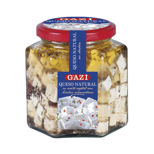 Alcampo GAZI Queso natural dados en aceite vegetal y hierbas aromaticas GAZI 150 g