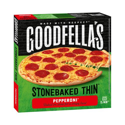 Alcampo GOODFELLA´S Pizza congelada de pepperoni con base fina y crujiente horneada en piedra 332 g